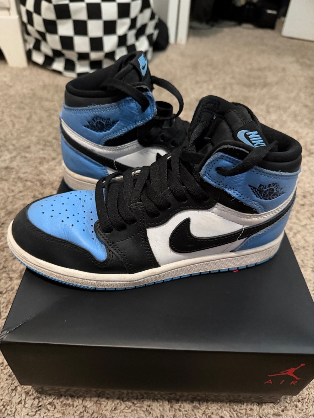 Nike Kids Blue, Black & White High-Top Sneakers Size 3 Youth